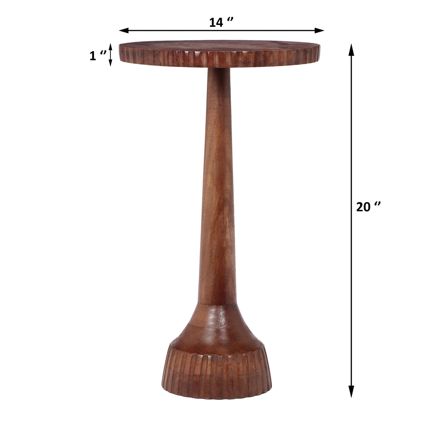Modern Mango Wood Round End Table With Pedestal Base - Honey