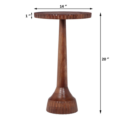 Modern Mango Wood Round End Table With Pedestal Base - Honey