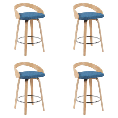Sonia - Modern Swivel Counter Height Bar Stool - Patterned Oak Wood Finish