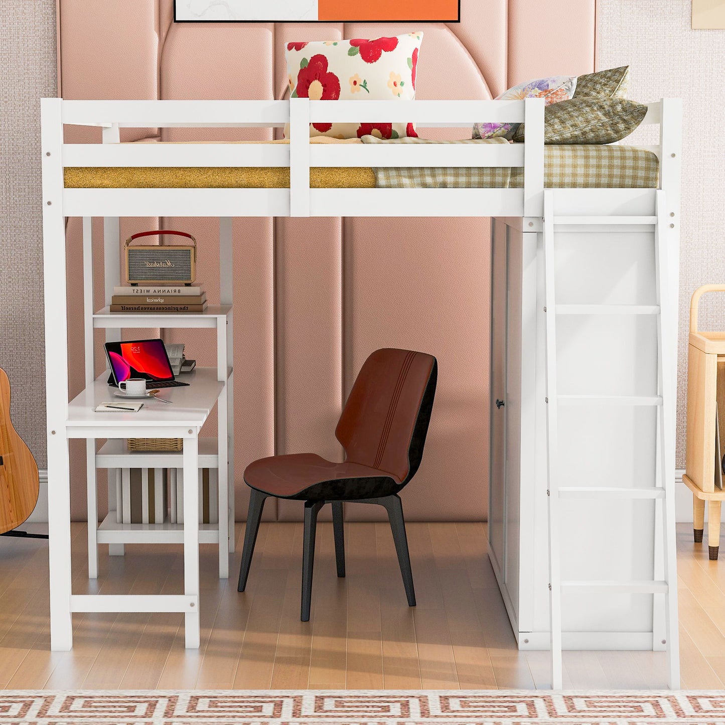 Loft Bed With Wardrobe And Desk And Shelves