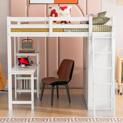 Loft Bed With Wardrobe And Desk And Shelves