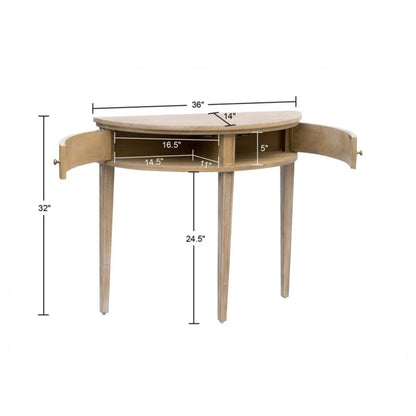 Vintage Inspired Storage Console Table With Fluted Doors - Reclaimed Wheat