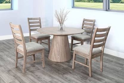 Round 5 Piece Full Back Chair Dining Set - Wheat