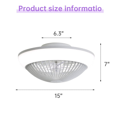 RGB Dimmable LED Enclosed Ceiling Fan With Remote Control, Bladeless Design - White