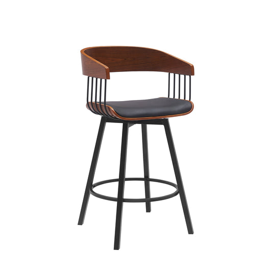 Athena - Swivel Walnut Metal Stool