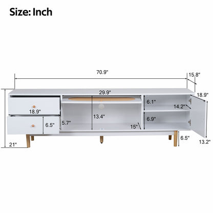 70" TV Stand With Drawers - White