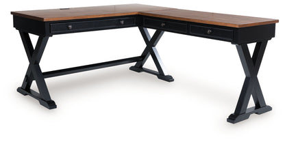 Wildenauer - Brown / Black - Home Office Desk And Return