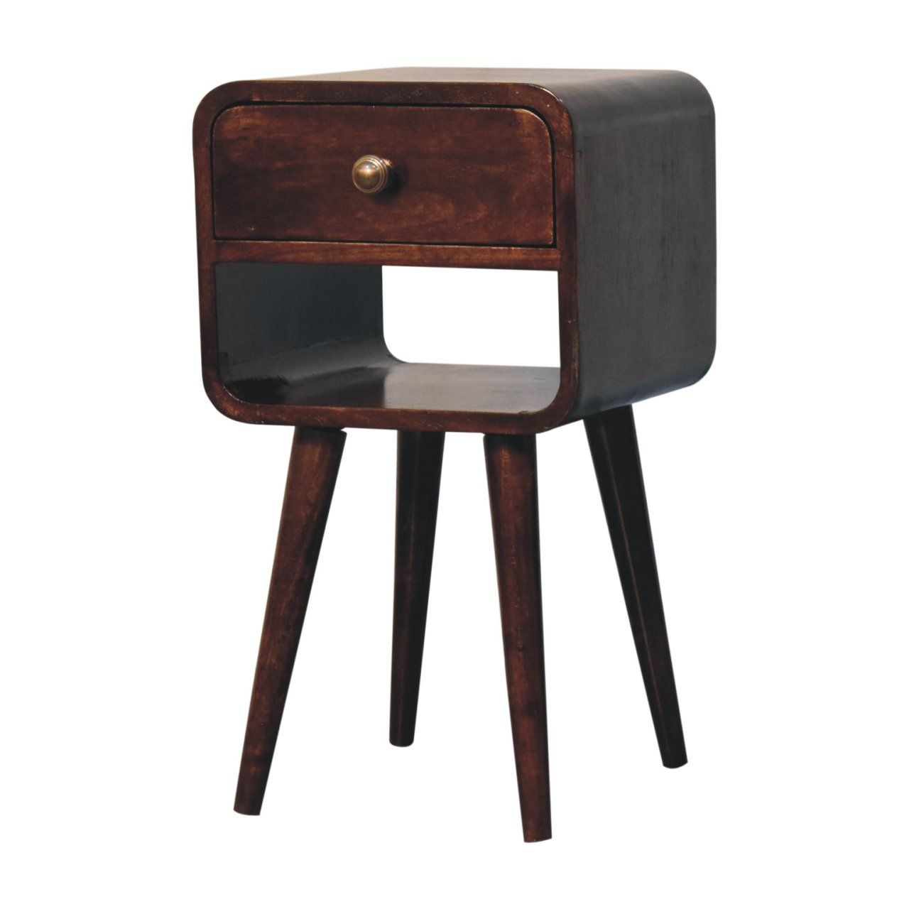 Mini California Curved Nightstand Wth Lower Slot