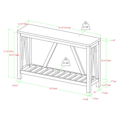 Farmhouse A Frame Entry Table With Lower Shelf