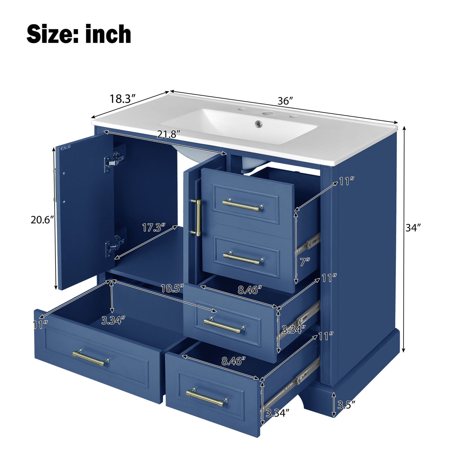 Traditional Bathroom Vanity With Soft Close Doors And Drawers