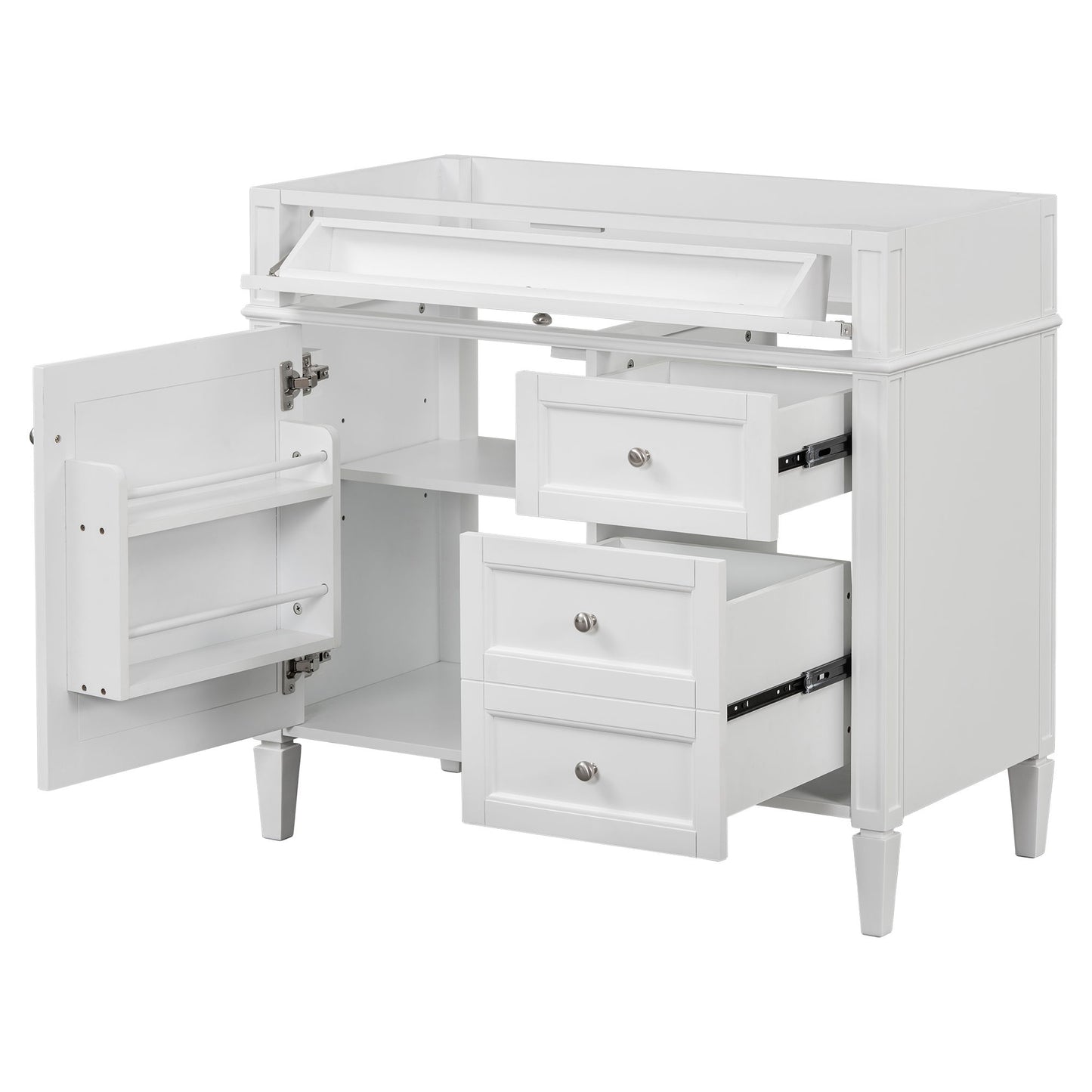 Bathroom Vanity With 2 Drawers And Tip-Out Drawer, Storage Cabinet