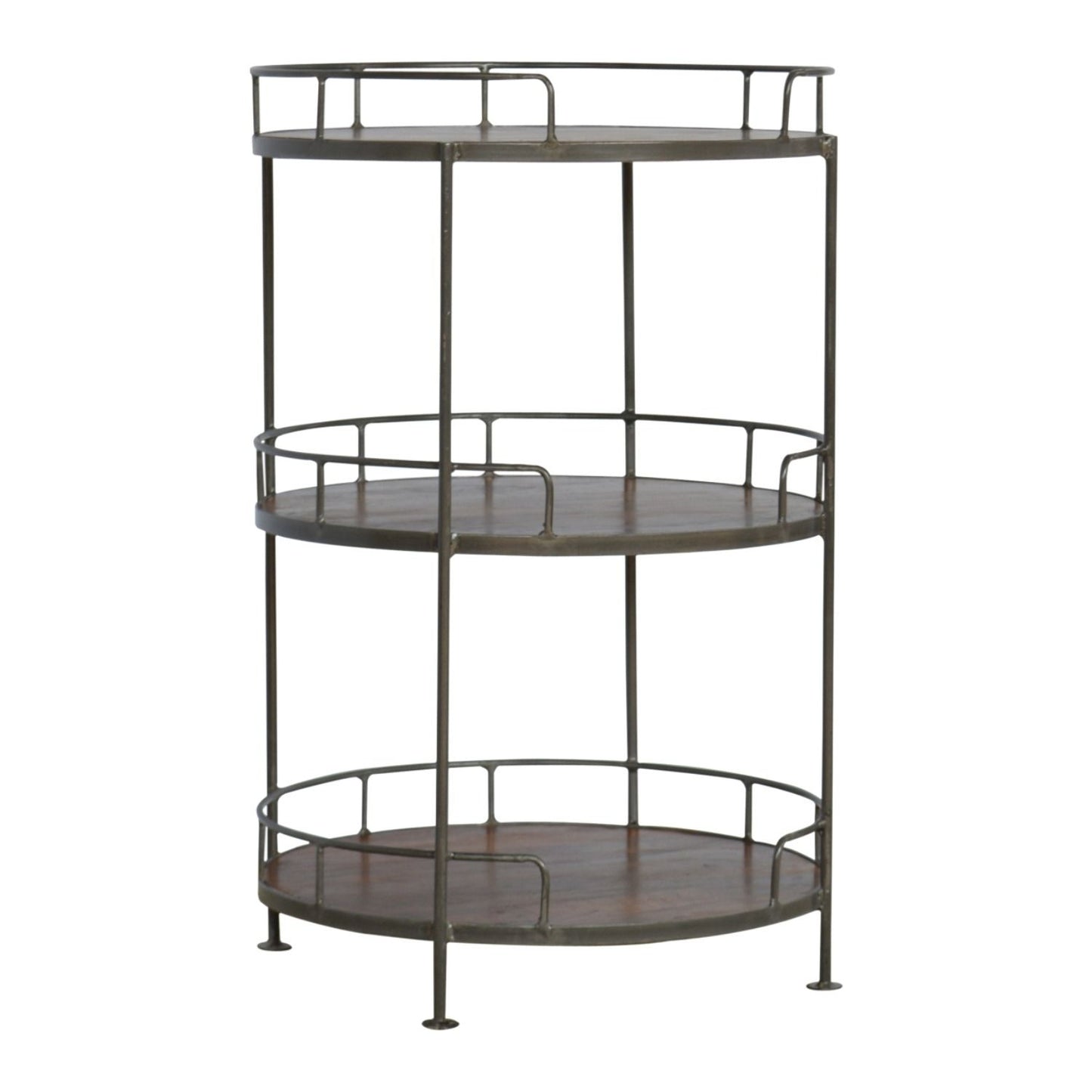 Industrial Round Butler Tray Table - Chestnut