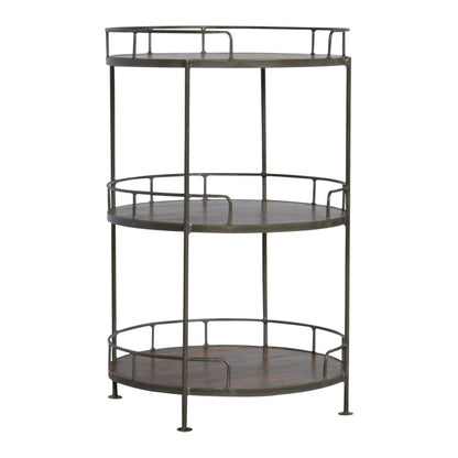 Industrial Round Butler Tray Table - Chestnut