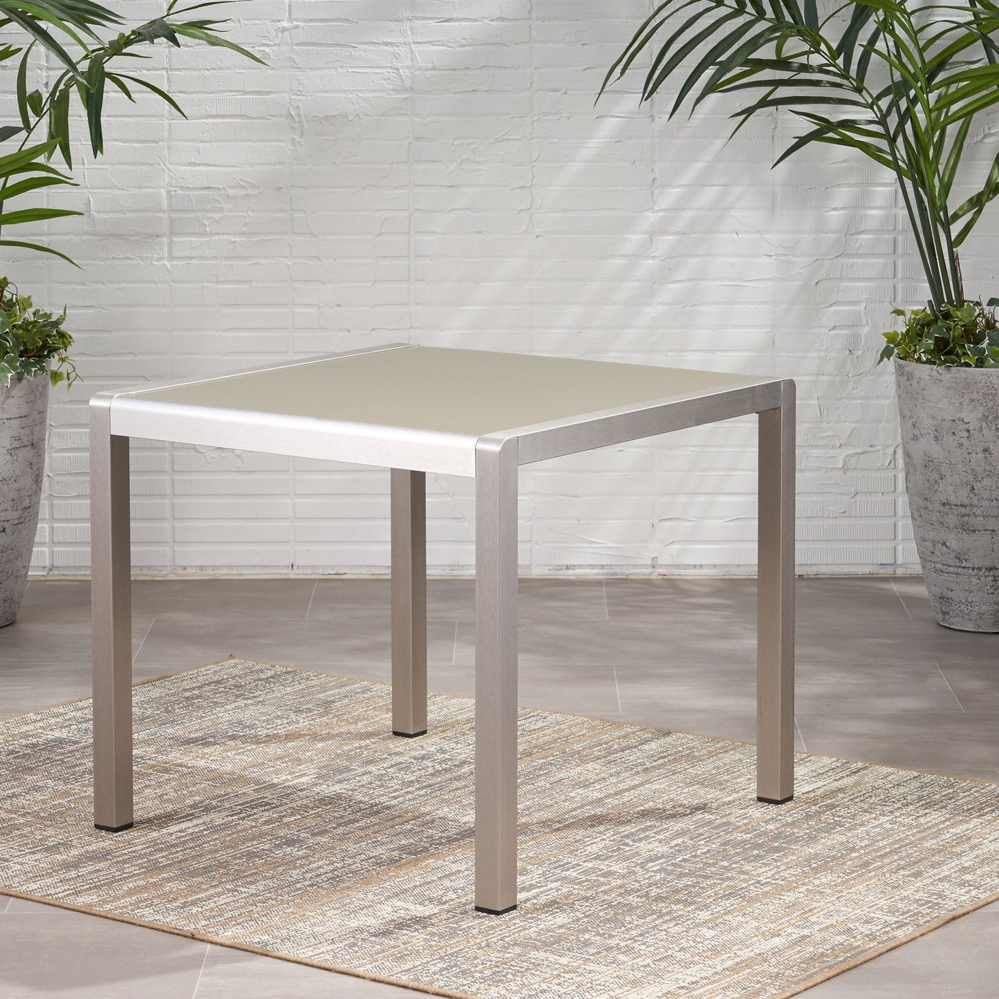 Outdoor Square Dining Table With Aluminum Frame
