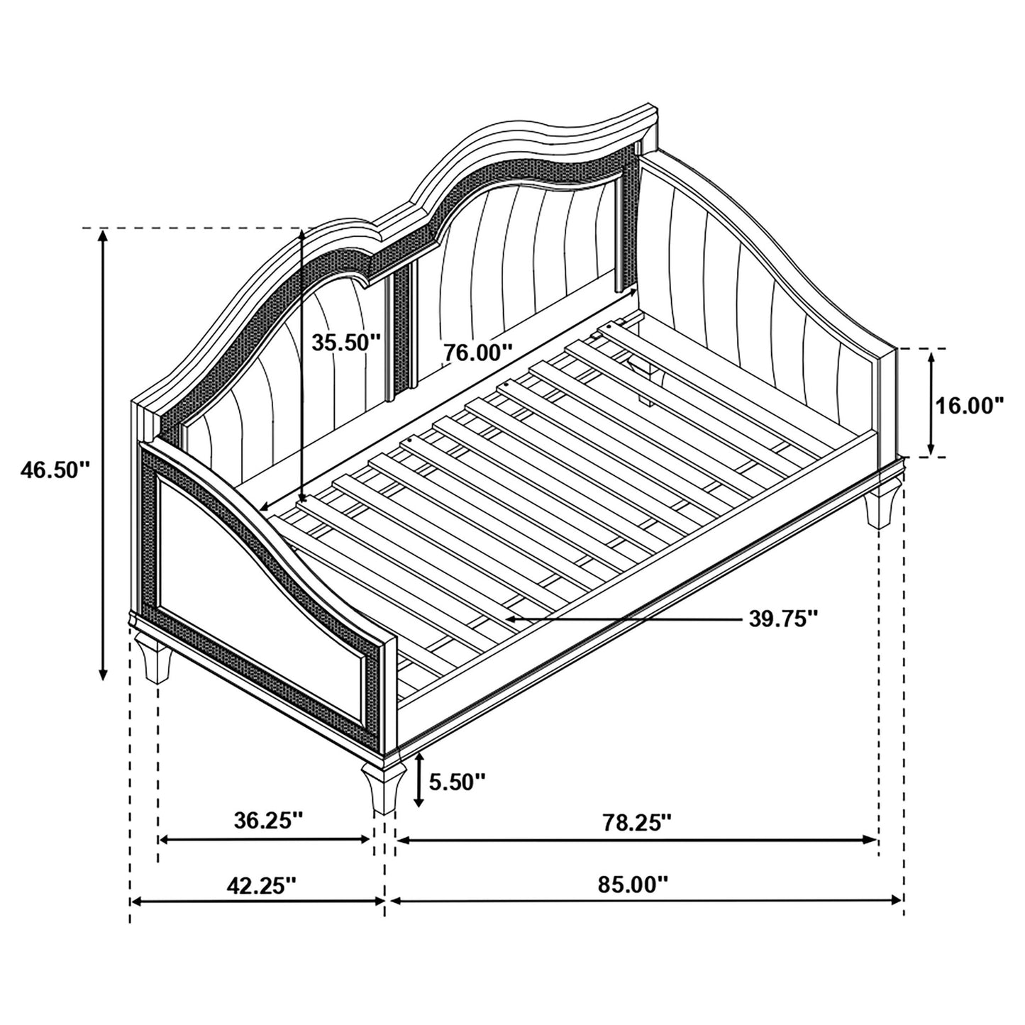 Aurelia - Twin Daybed With Trim Upholstery - Oak