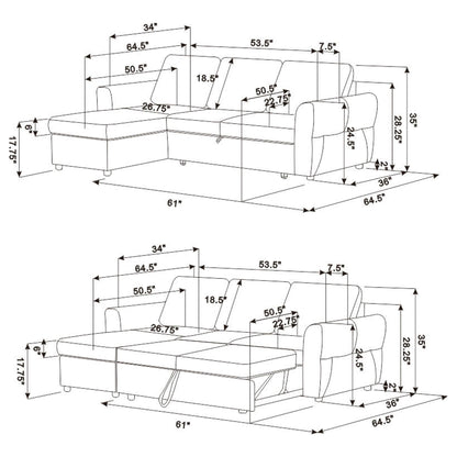 Kenna- Sleeper Sectional Sofa With Storage Ottoman