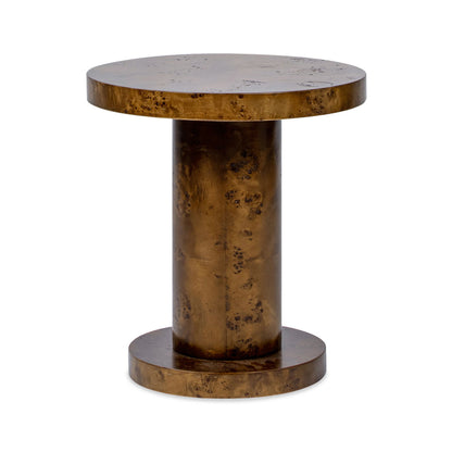 Bolin - Round Pillar Burl Accent Side Table - Walnut Brown