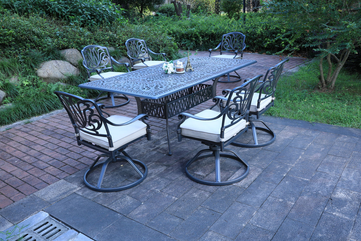 Rectangular Long Dining Set With Sunbrella Cushions