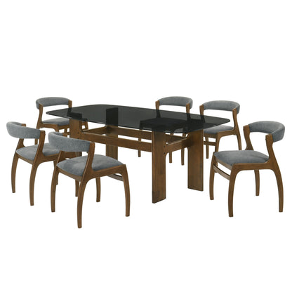 Ileena - 7-Piece Wood Dining Set - Walnut