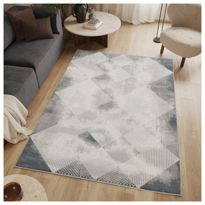 Geometrix - 5'3" X 7'3" Area Rug With Geometric, 3D Effect - Gray / Ivory