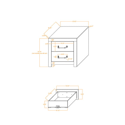 Monica - Nightstand With Spacious Drawers Bar Handles - Dark Oak