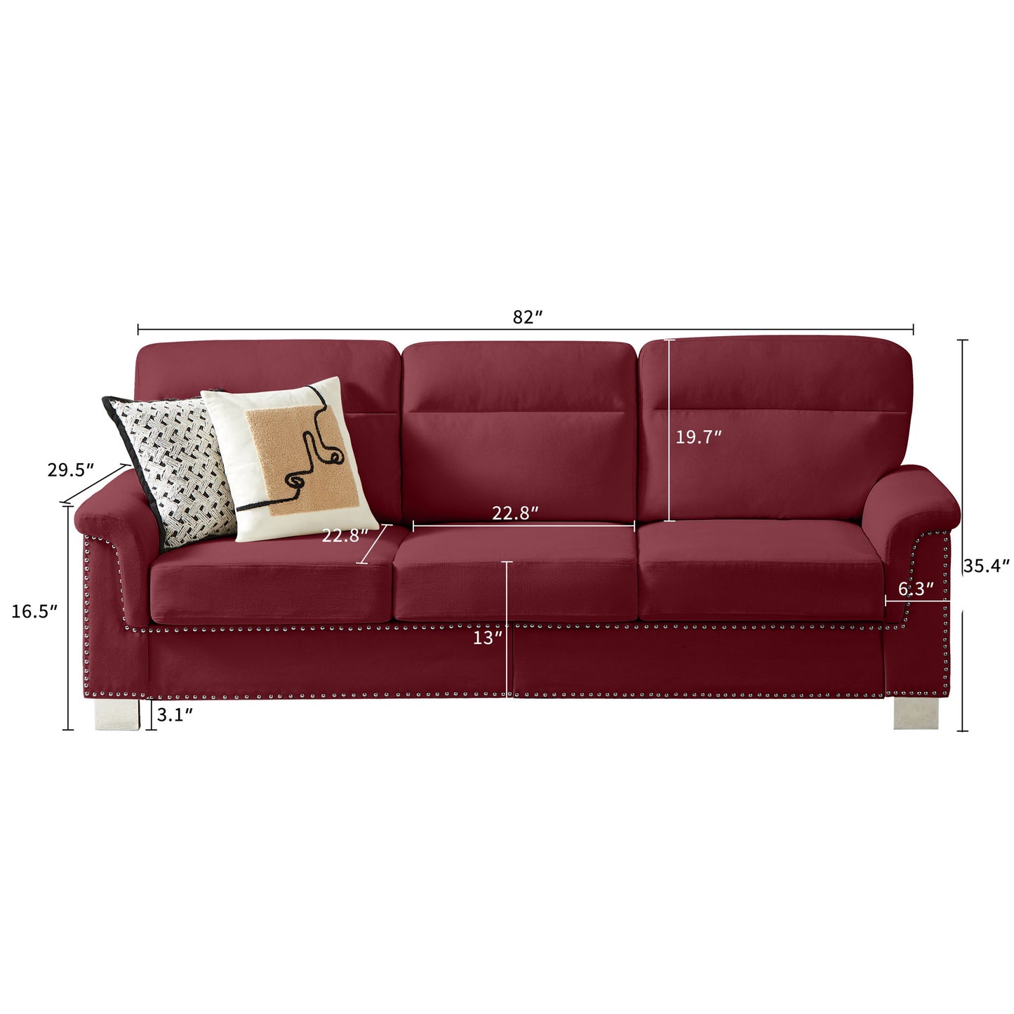 3 Seater Elegant Stationary Sofa