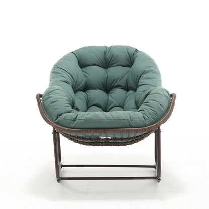 Indoor / Outdoor Oversized Wicker Egg Rocker Chair - Light Green