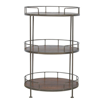 Industrial Round Butler Tray Table - Chestnut