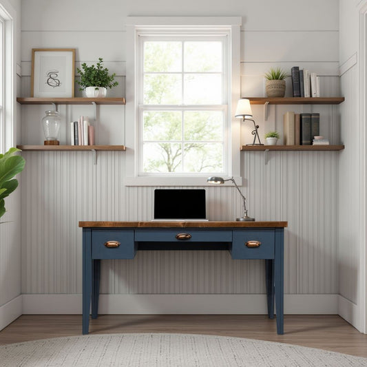 Nantucket - Writing Desk - Blue Denim, Whiskey