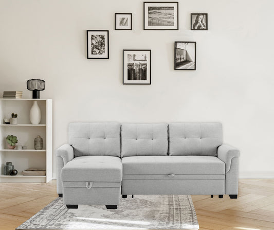 Sierra - Linen Reversible Sleeper Sectional Sofa With Storage Chaise