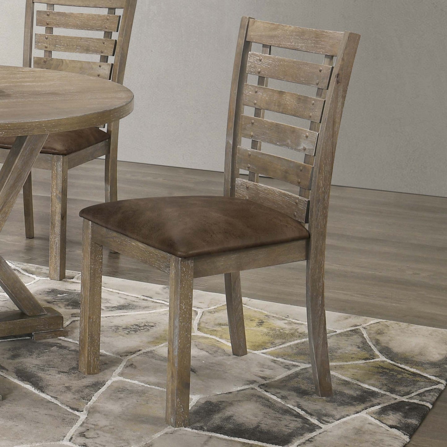 Dining Chairs Modern Farmhouse Rustic Look Distressed Design Ladderback Solid Wood (Set of 2) - Grayish Brown
