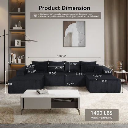 Modular Sectional Sofa, Convertible Couch With Chaise Corduroy