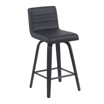 Vienna - Modern Counter Height Swivel Bar Stool - Black Brushed Wood Frame