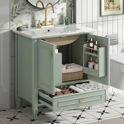 Freestanding Vanity With 1 Drawer & 2 Soft Close Doors With Door Mounted Storage