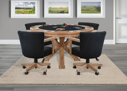 5 Piece Reversible Game And Dining Poker Table Set - Oak Grove