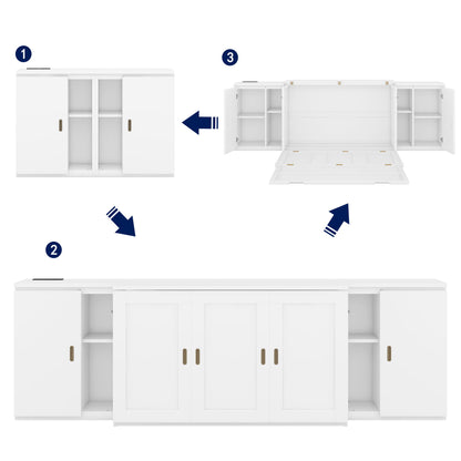 Murphy Bed With Shelves, Cabinets And USB Ports