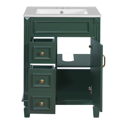 Bathroom Vanity With Sink, Compact Cabinet & 2 Drawers And Adjustable Shelf