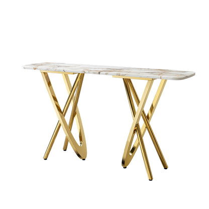 Contemporary Marble Pattern Top Table With Stainless Steel Base