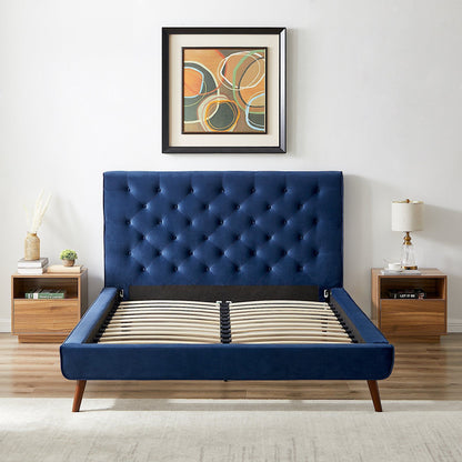 Dillon - Mid-Century Velvet Platform Bed