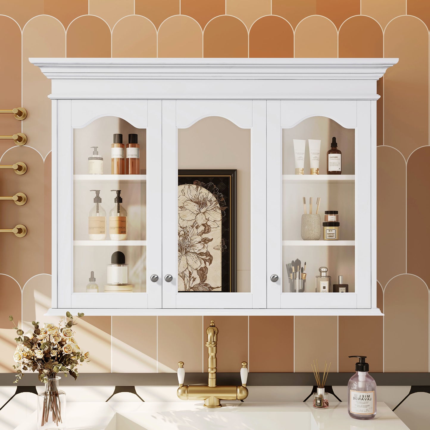 Medicine Cabinet With Mirror Door And Adjustable Shelves, Wall-Mounted Bathroom Storage Cabinet - White