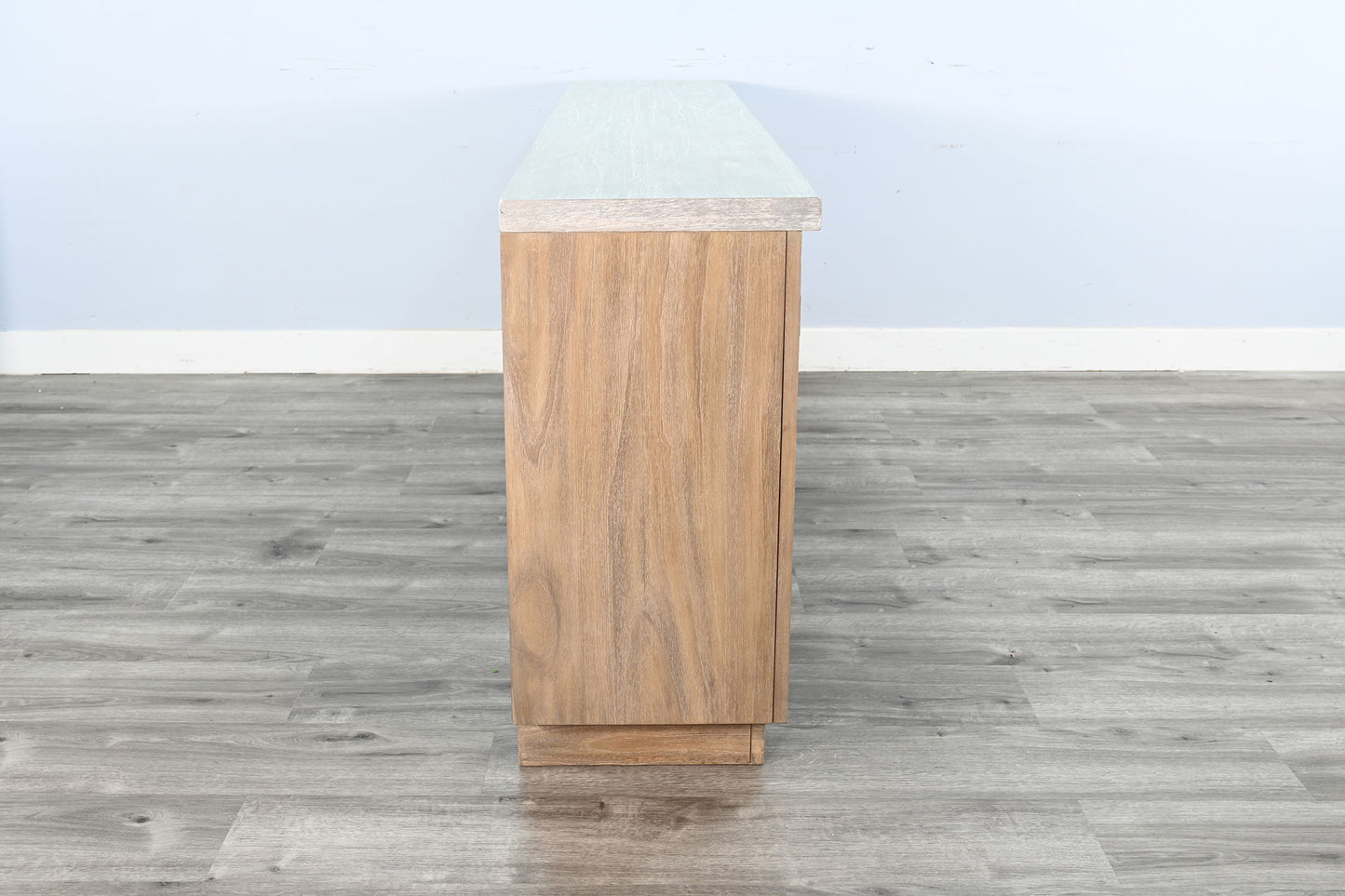 78" Media Console With Electric Fireplace - Light Gray / Wheat