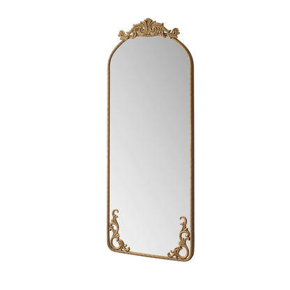 Full Body Arched Mirror With Vintage Carved Applique