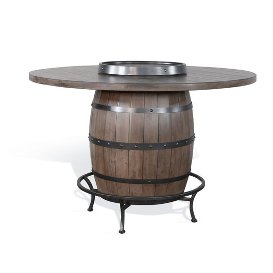 Doe Valley - Round Pub Table With Wine Barrel Base - Buckskin