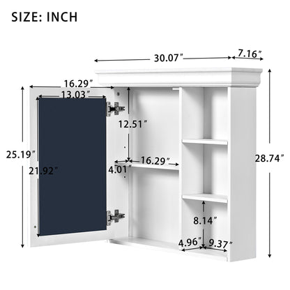Wall Mounted Bathroom Medicine Cabinet With Mirror And Adjustable Storage With Soft Close Hinges