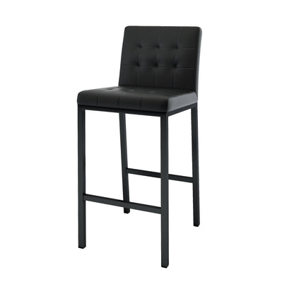 Modern Design High Stool With Metal Legs For Kitchen And Restaurant (Set of 2) - Black