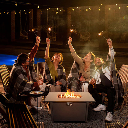 Outdoor Fire Pit Table With Lid High-Quality Materials - Black