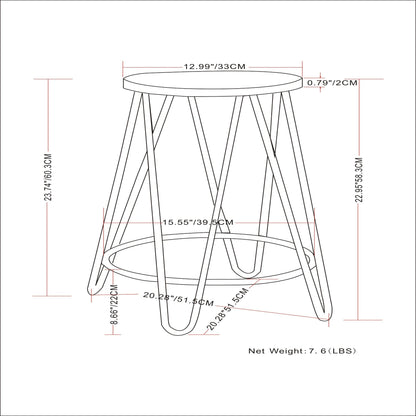 Simeon - Multifunctional Metal Stool With Wood Seat