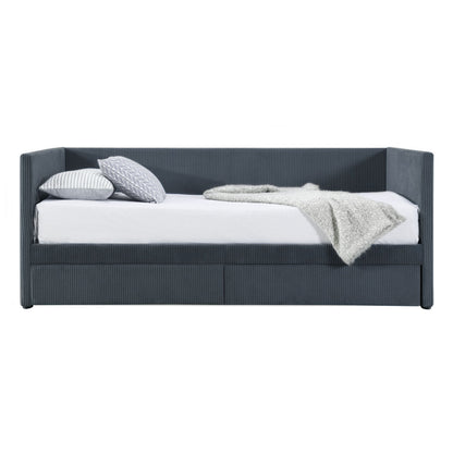 Corduroy Daybed With Two Drawers And Wood Slat