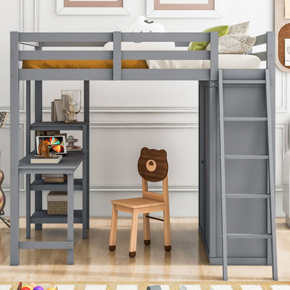Loft Bed With Wardrobe And Desk And Shelves