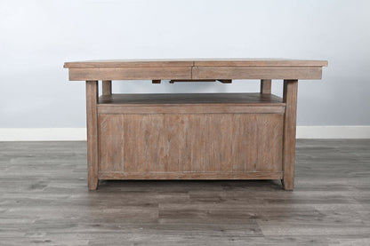 Rustic Counter-Height Extension Dining Table With Barn Door Storage - Amber